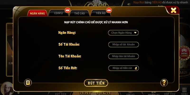 Rut tien Go88 nhanh chong thong qua tai khoan ngan hang